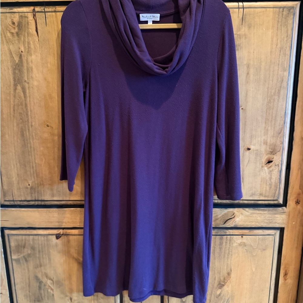 Michael Stars Purple Cowl Neck Sweater Dress